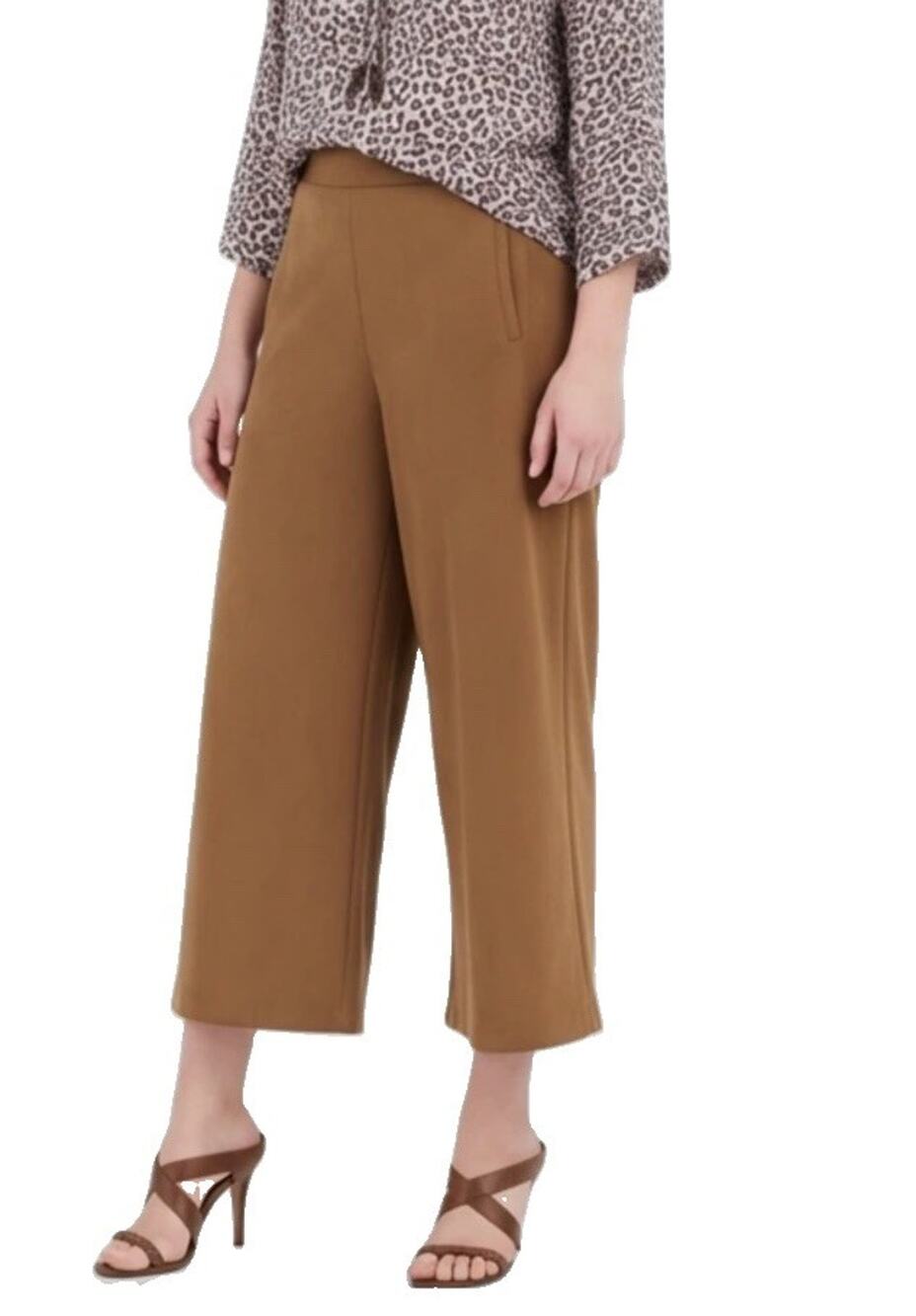 Chico’s The Ultimate Fit Suede Wide Leg Crop Pants Gingerbread Brown Size 0.5 S